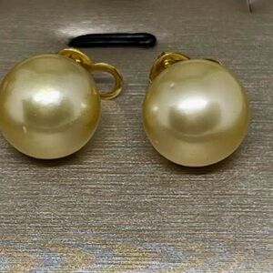 AUTHENTIC SOUTH SEA Pearl Earrings  Sea Champagne Color  13MM -14mm size